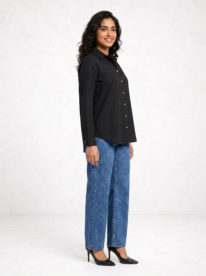 Embroidered Black Luxe Timeless Style Shirt