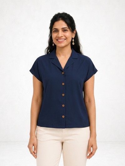 Twilight Blue Notch Collar Shirt