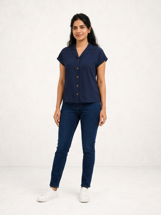 Twilight Blue Notch Collar Shirt