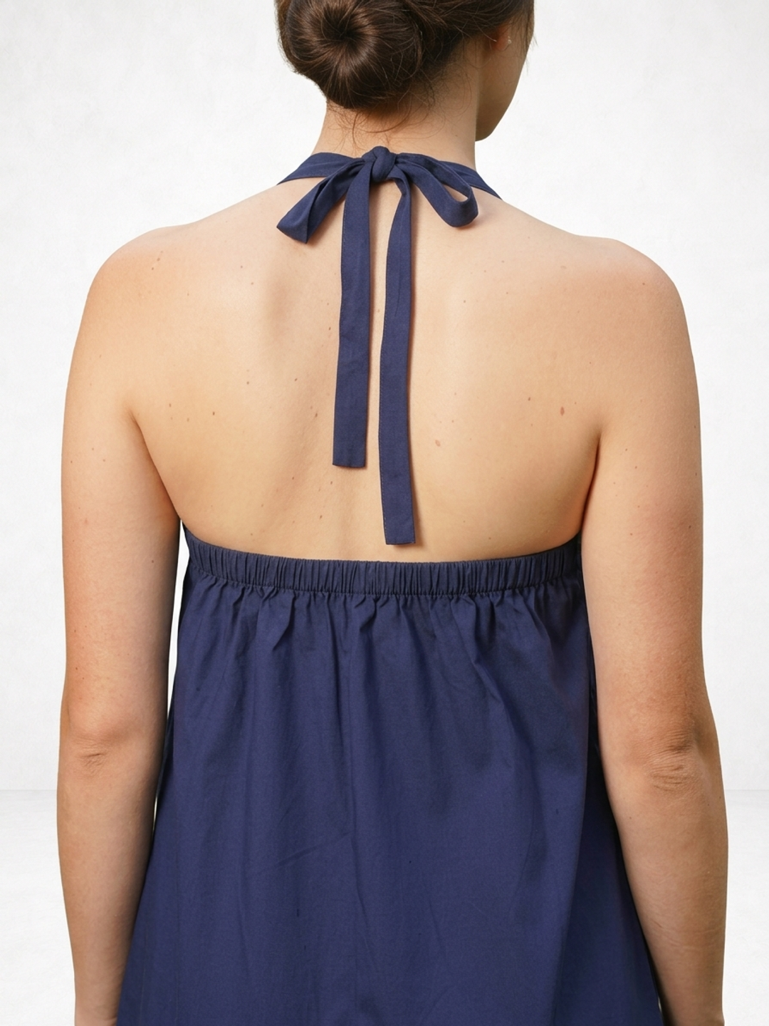 Navy Luxe Halter Dress
