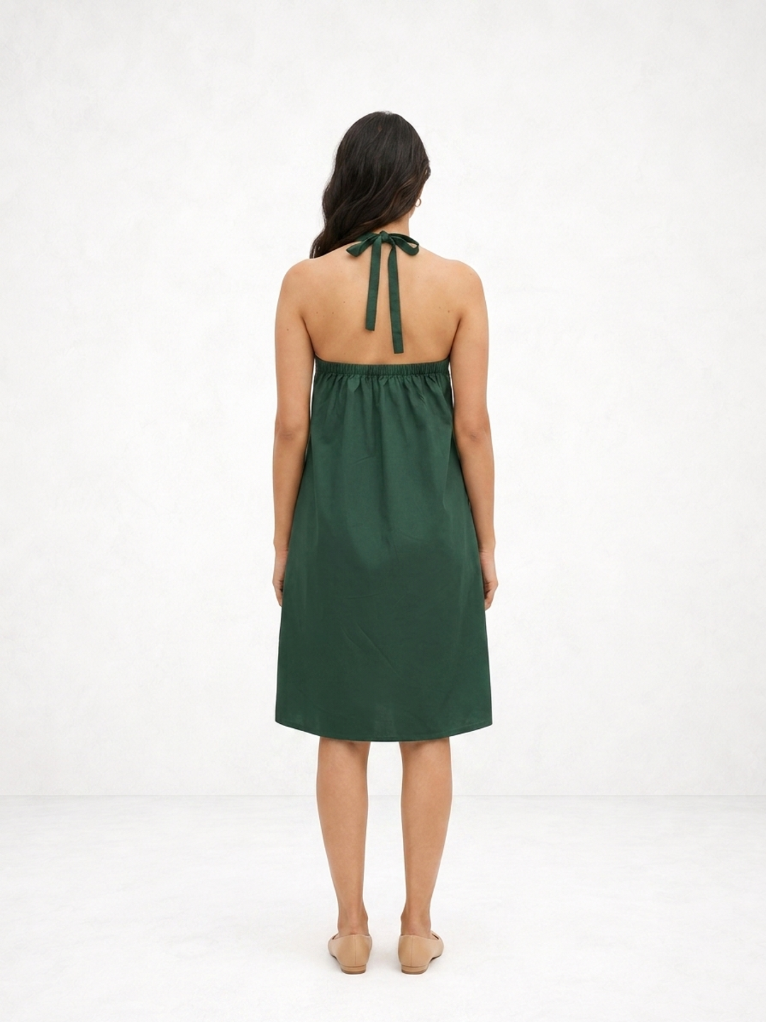 Myrtle Green Luxe Halter Dress