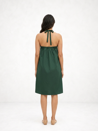 Myrtle Green Luxe Halter Dress
