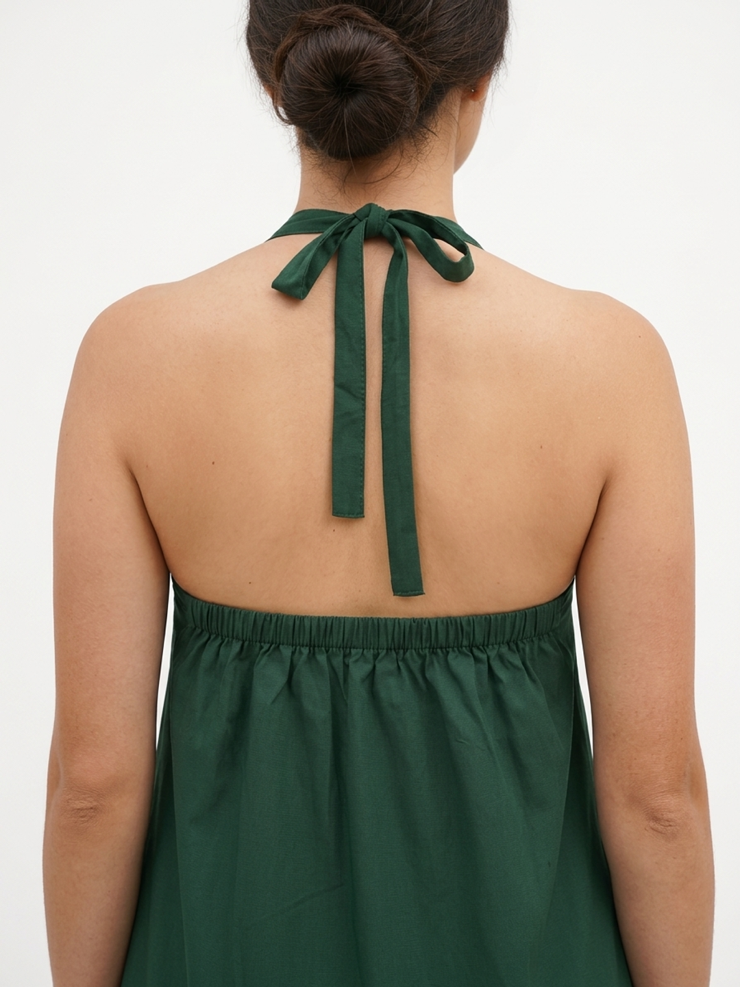 Myrtle Green Luxe Halter Dress