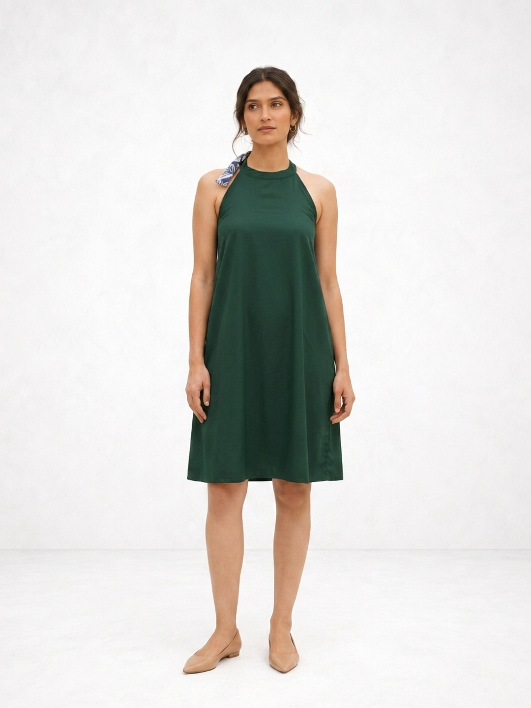 Myrtle Green Luxe Halter Dress