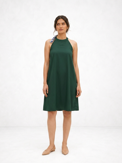 Myrtle Green Luxe Halter Dress