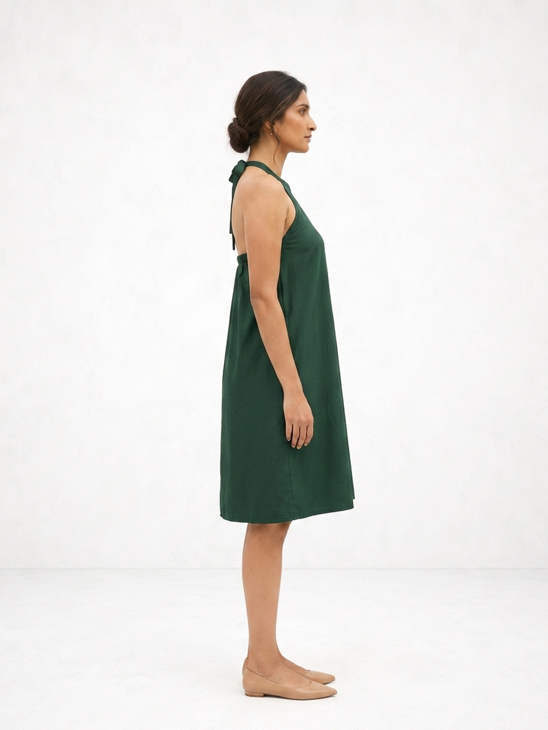 Myrtle Green Luxe Halter Dress