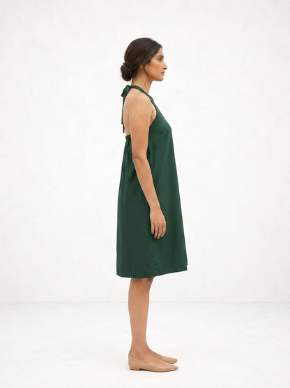 Myrtle Green Luxe Halter Dress
