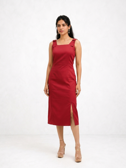 Red Muse Slit Dress