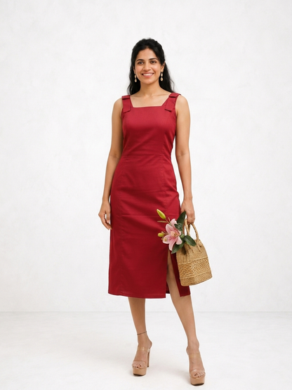 Red Muse Slit Dress