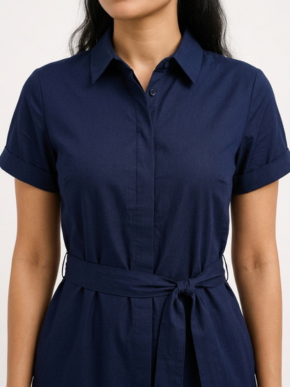 Authority In Motion Navy Dress | Vibrant Hourglass Fit