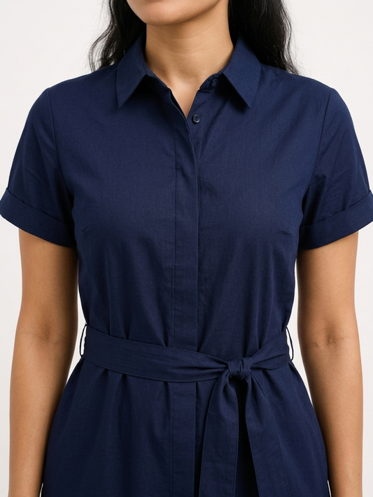 Authority In Motion Navy Dress | Vibrant Hourglass Fit