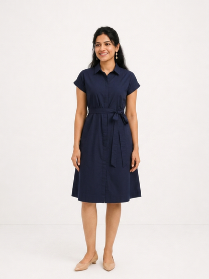 Authority In Motion Navy Dress | Vibrant Hourglass Fit