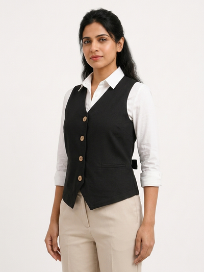 Black Waist Coat | Hourglass Fit Essential