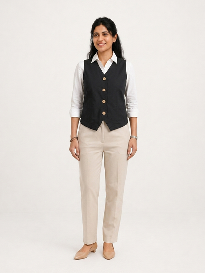 Black Waist Coat | Hourglass Fit Essential