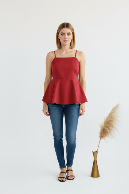 Red Peplum Top