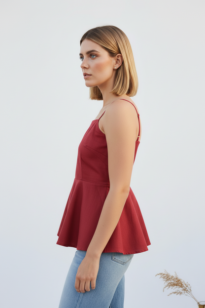 Red Peplum Top