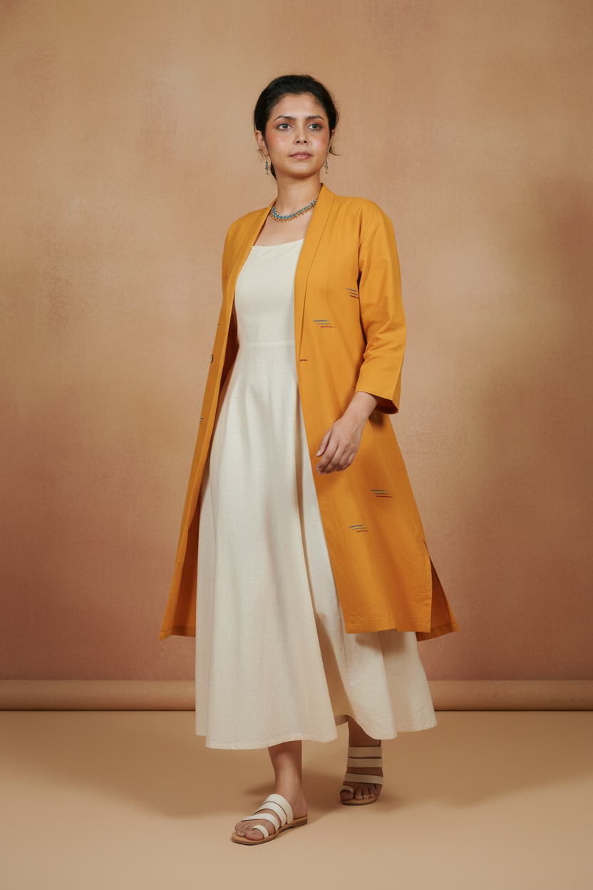 Marigold Yellow Effortless Grace Embroidered Shrug