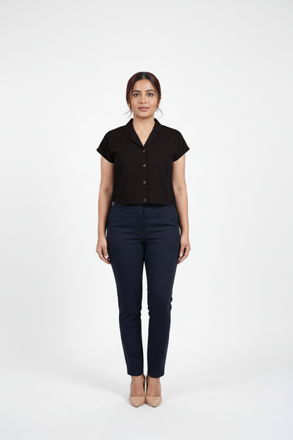 Midnight Black Notch Collar Shirt