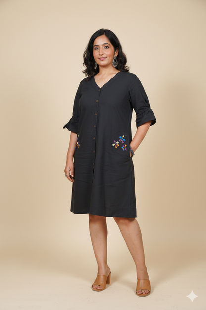 Black Whimsical Wings Dress