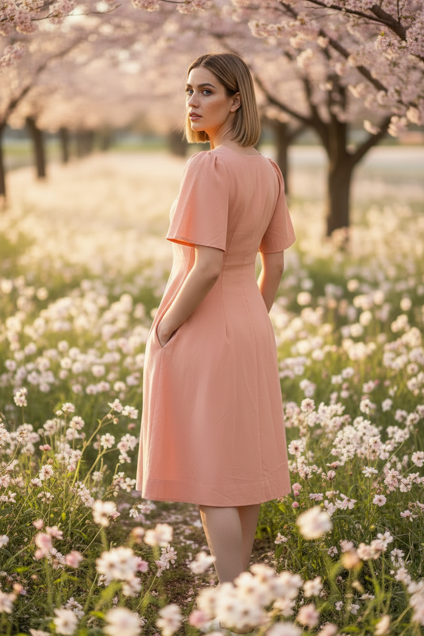 Eleni - Peach Dress Back