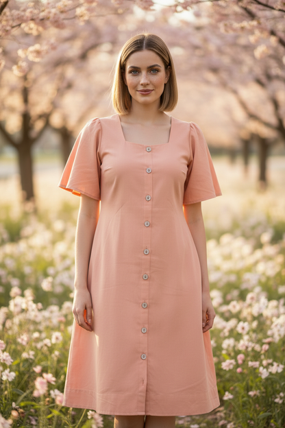 Eleni - Peach Dress Front