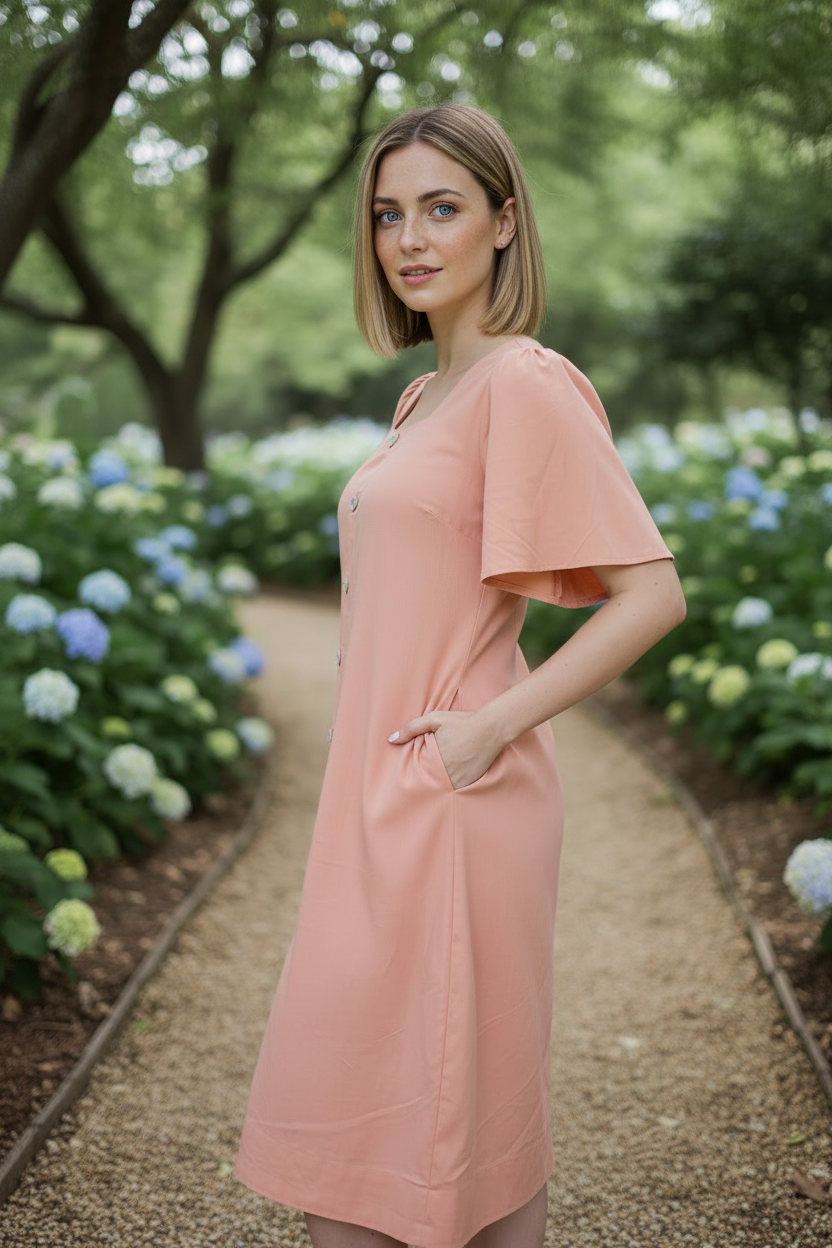 Eleni - Peach Dress Side