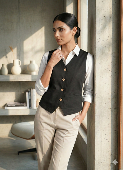 Black Waist Coat | Hourglass Fit Essential