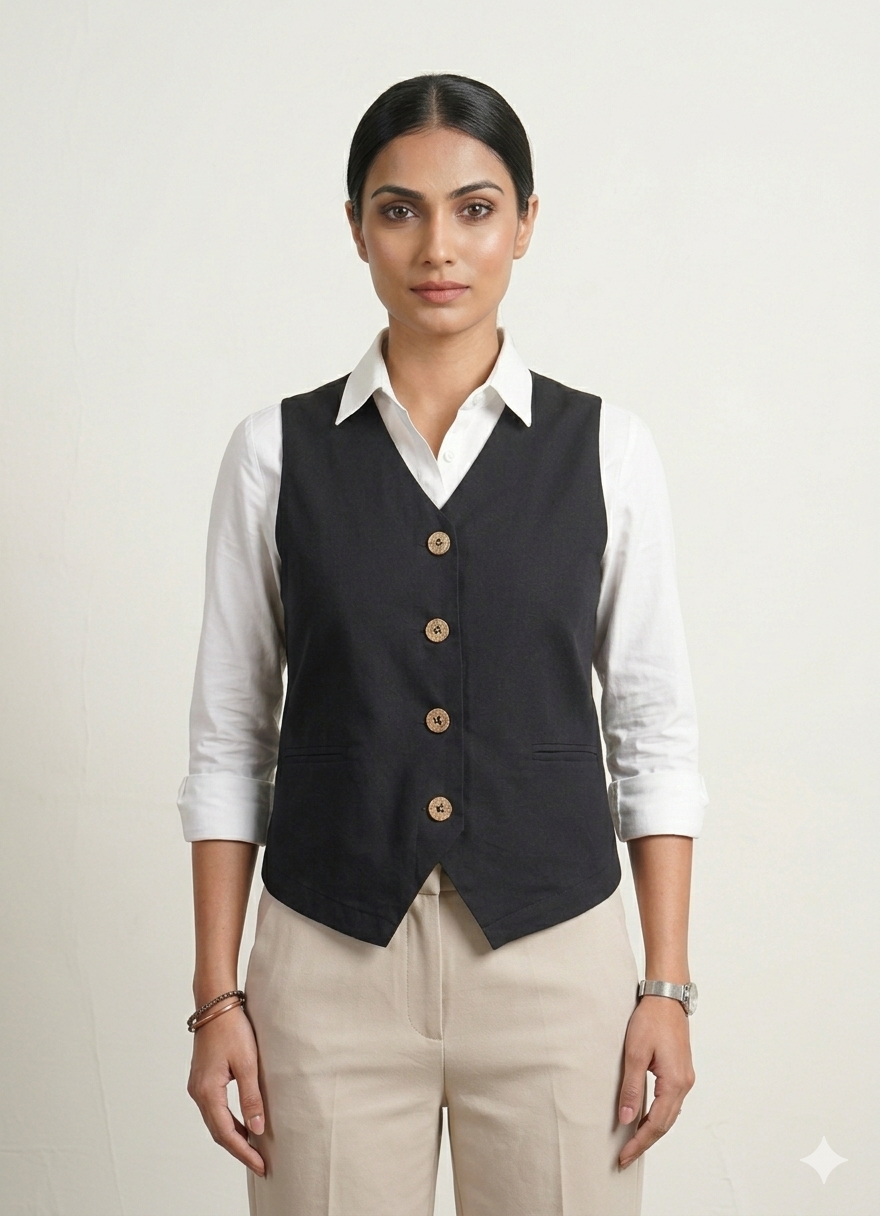 Black Waist Coat | Hourglass Fit Essential
