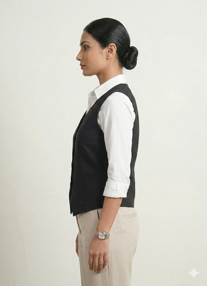 Black Waist Coat | Hourglass Fit Essential