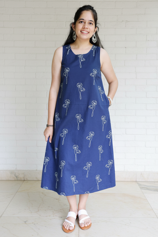 Navy Botanical Dress — Image 3 Wall & Floor Edit