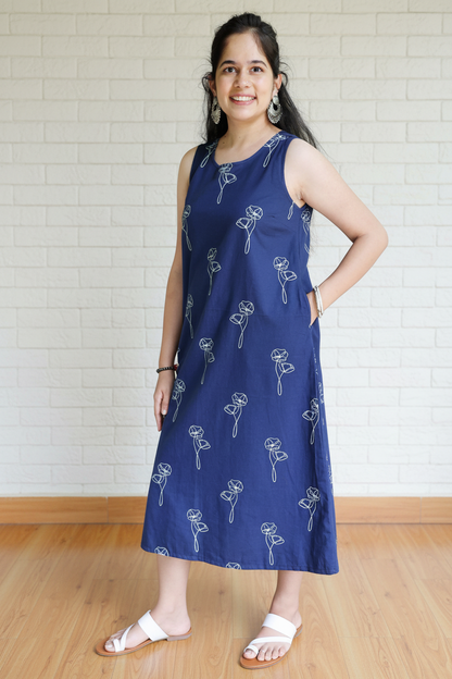 Navy Botanical Dress — Image 4 Wall & Floor Edit