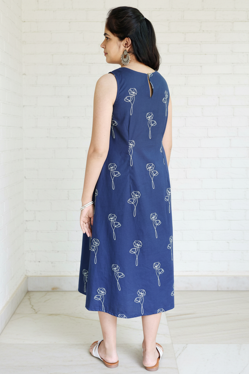 Navy Botanical Dress — Image 5 Wall & Floor Edit
