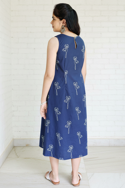 Navy Botanical Dress — Image 5 Wall & Floor Edit