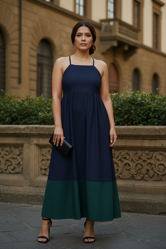 Navy & Green Equinox Dress | Rectangle Shape Authority (Copy)