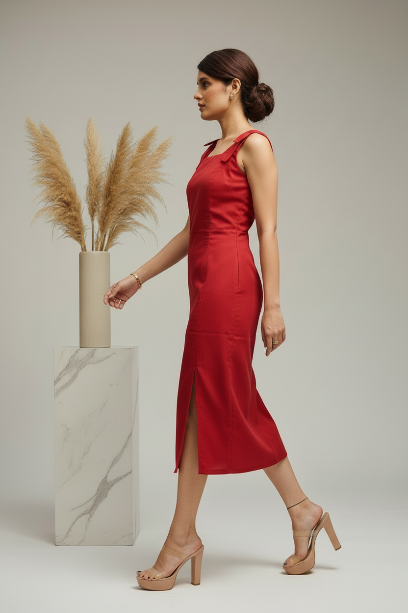Red Muse Slit Dress