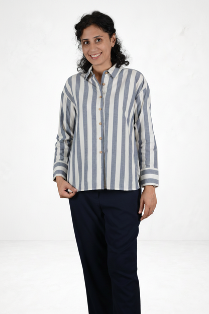 Stripes Shirt - White Studio BG 2