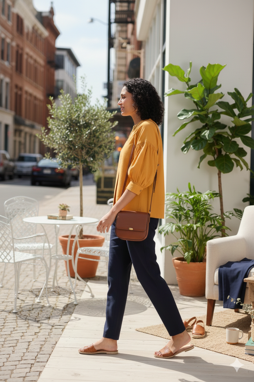 Ochre Pleat Charm Top