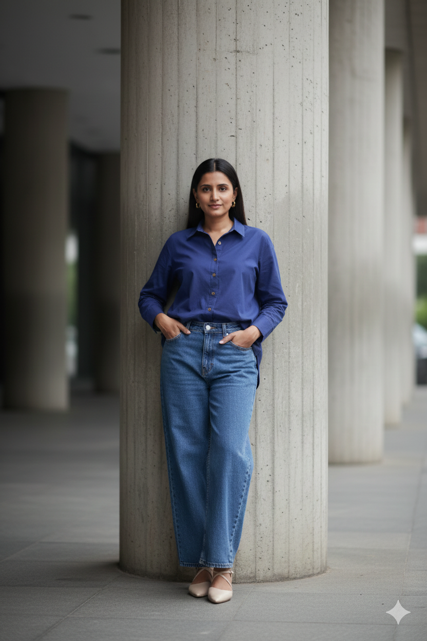 Embroidered Navy Luxe Timeless Style Shirt