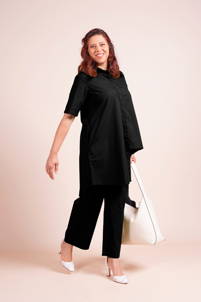 Black Shift Asymmetric Tunic Shirt