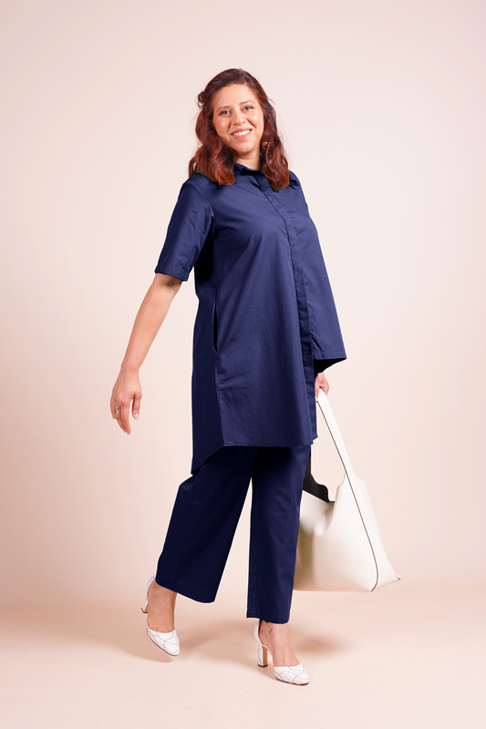 Navy Shift Assymetric Tunic Shirt