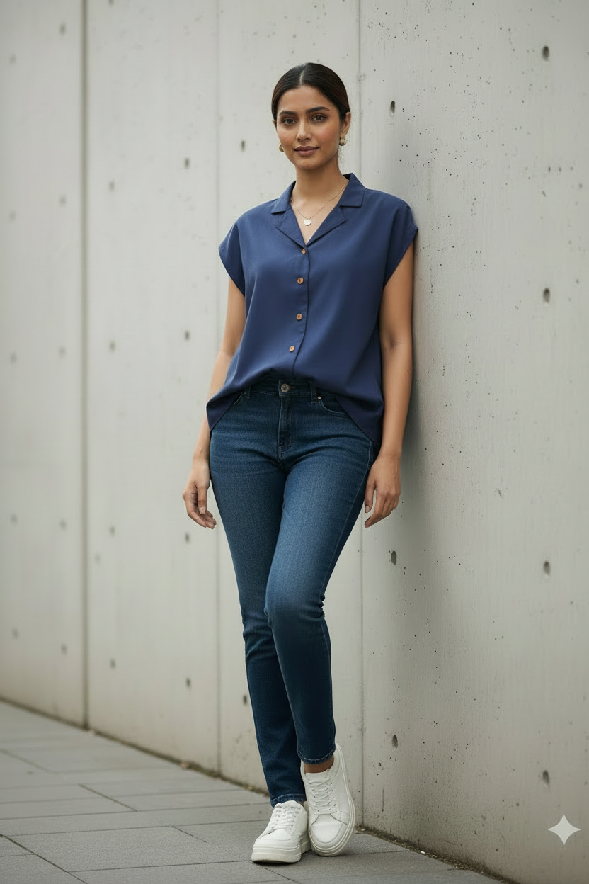 Twilight Blue Notch Collar Shirt
