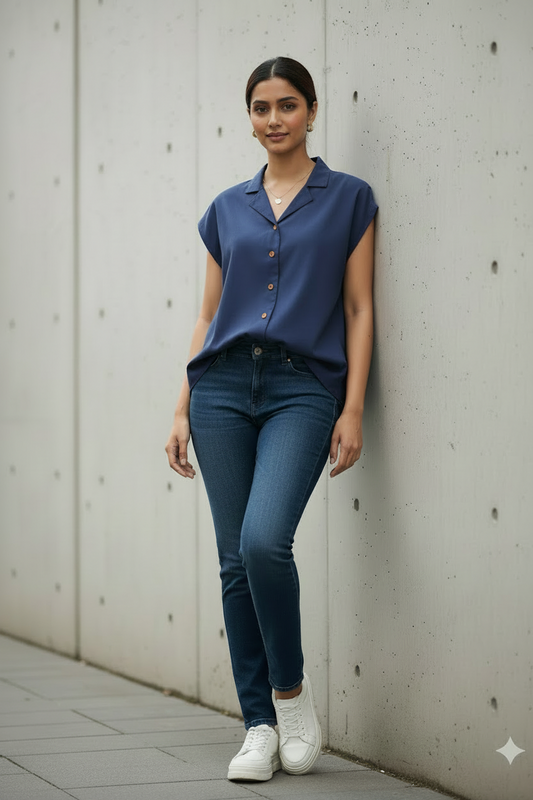 Twilight Blue Notch Collar Shirt