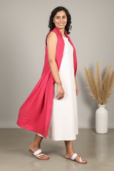 Viva Magenta Medium Weight Cotton Sleeveless Shrug