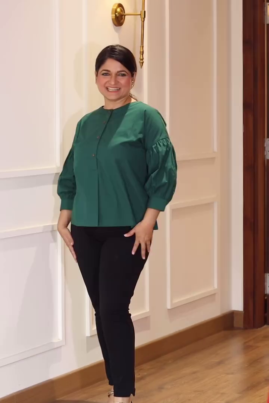 Myrtle Green Pleat Charm Top